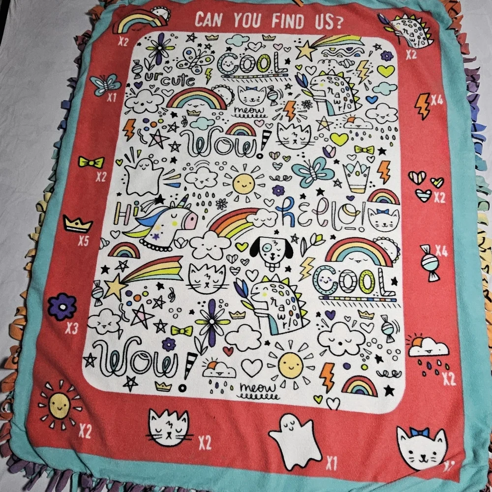 *New* tied edge find the picture throw blanket approx. 46